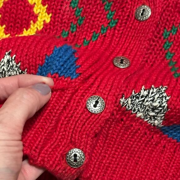 Vtg 90s Counterparts Sweater Vest Red Colorful Geometric Supermarket Sweep - Picture 5 of 8